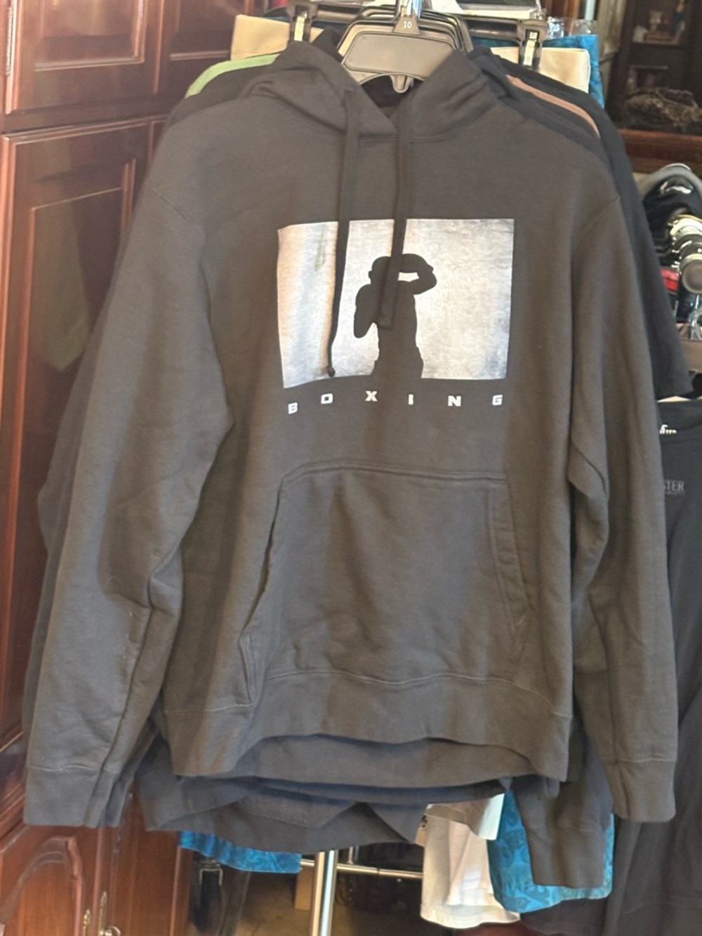Boxing Graphic Hooded Sweatshirt - Black